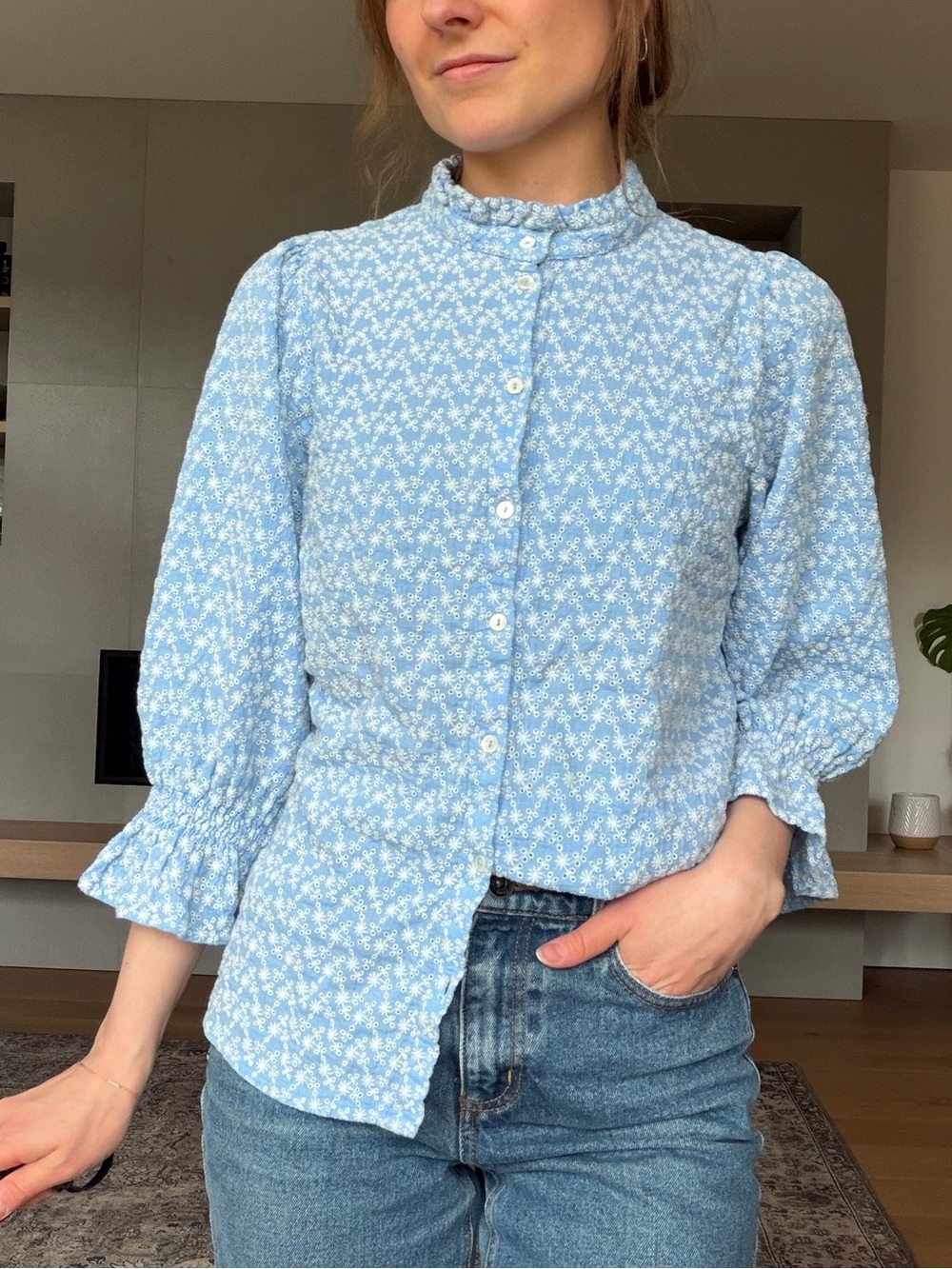 Part two 100% cotton ditsy floral puff sleeve blouse 40 (medium) - Picture 3 of 13